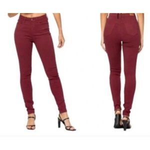 NWT Judy Blue Wine Red Stretch Cotton Skinny Fit Jeans Size 18W